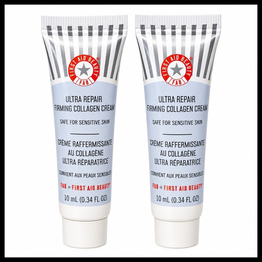 2 x First Aid Beauty FAB Ultra Repair Firming Collagen Cream 0.34 oz each Mini